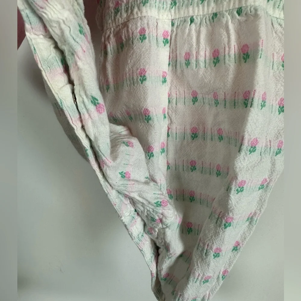 VTG Osh Kosh B'Gosh Pink White Roses Overalls Romper Turtleneck Set‎ 6/9M USA